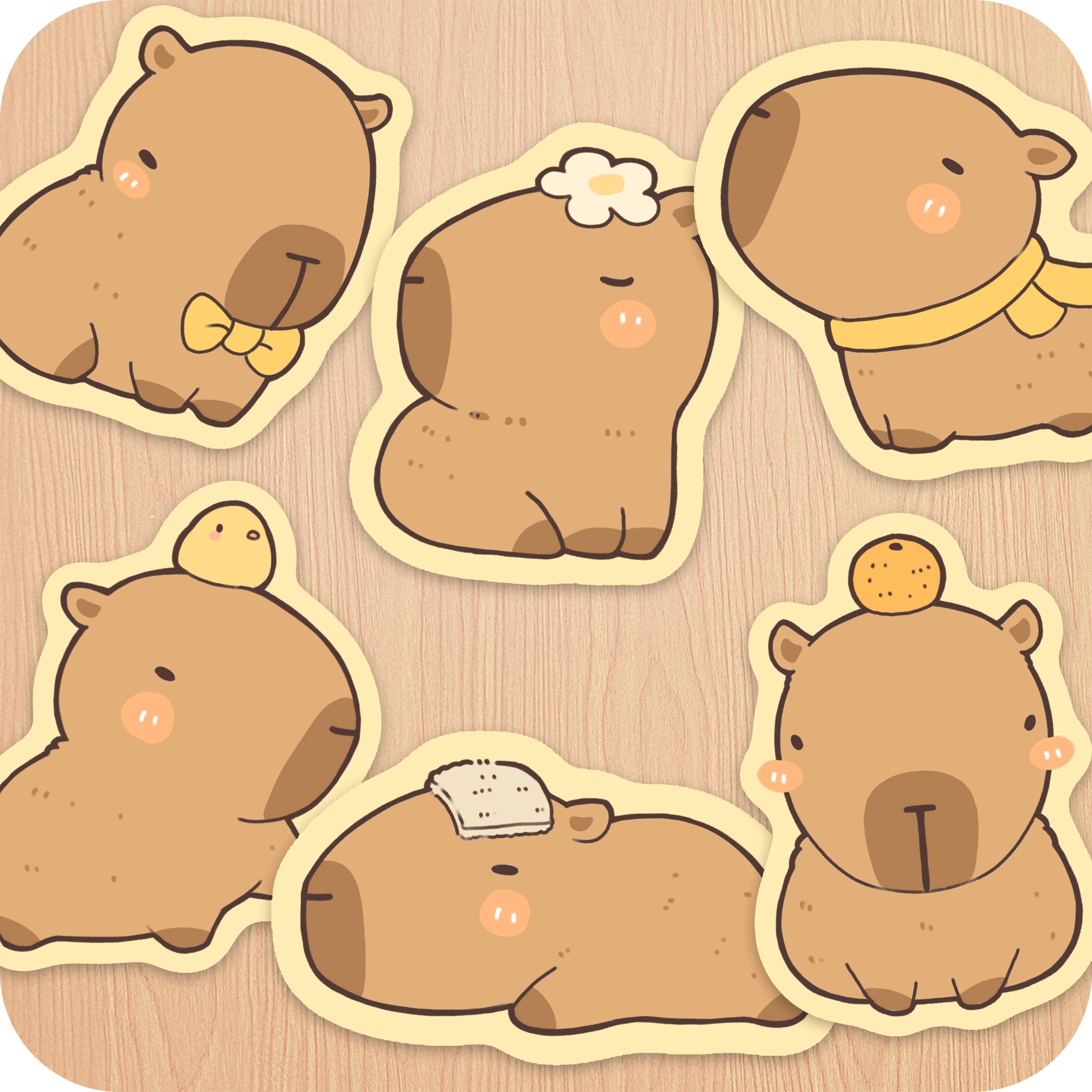 Capybara kawaii stickers. 10 png stickers design