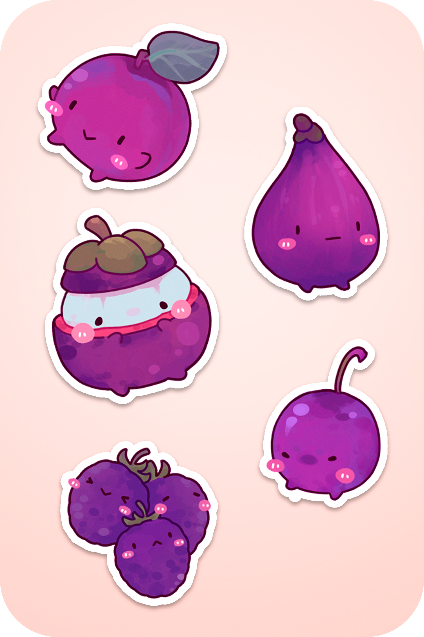 Cute Kawaii MW Drawing Series - A - Fruits and Vegetables Sticker