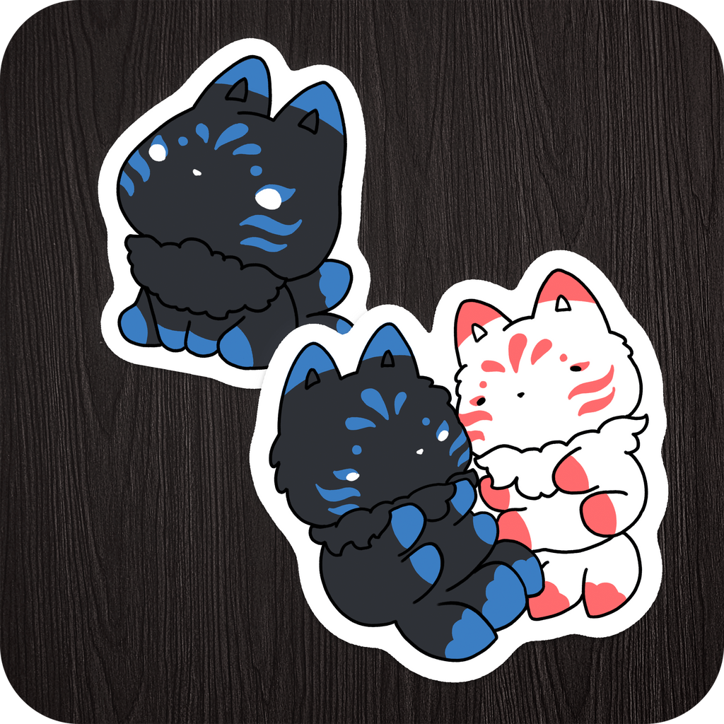 Tsuki the Dark Kitsune Fox Sticker Pack – Fluffnest